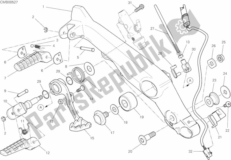 Toutes les pièces pour le Repose-pieds Droit du Ducati Scrambler Icon Brasil 803 2020